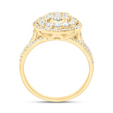 14kt Yellow Gold Womens Round Diamond Halo Flower Cluster Ring 7/8 Cttw