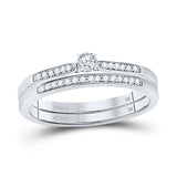 10kt White Gold Round Diamond Bridal Wedding Ring Band Set 1/8 Cttw