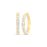10kt Yellow Gold Womens Round Channel-set Diamond Hoop Earrings 1/6 Cttw