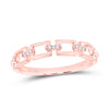 14kt Rose Gold Womens Round Diamond Chain Link Stackable Band Ring .03 Cttw