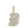 10kt Yellow Gold Womens Round Diamond B Initial Letter Pendant 1/4 Cttw