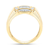 10kt Yellow Gold Mens Round Diamond Cluster Ring 1/4 Cttw