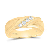 14kt Yellow Gold Mens Round Channel-set Diamond Wedding Anniversary Band Ring 1/4 Cttw
