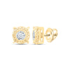 Yellow-tone Sterling Silver Womens Round Diamond Stud Earrings 1/20 Cttw
