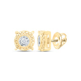 Yellow-tone Sterling Silver Womens Round Diamond Stud Earrings 1/20 Cttw
