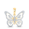 10kt Yellow Gold Womens Round Diamond Butterfly Pendant 3/8 Cttw