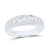 10kt White Gold Mens Round Diamond Band Ring 1 Cttw