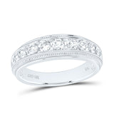 10kt White Gold Mens Round Diamond Band Ring 1 Cttw
