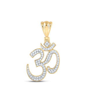 10kt Yellow Gold Mens Round Diamond Om Charm Pendant 1/2 Cttw