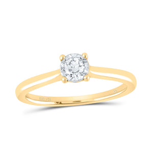 14kt Yellow Gold Womens Round Diamond Solitaire Ring 1/6 Cttw