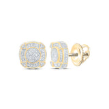 Yellow-tone Sterling Silver Round Diamond Disk Circle Earrings 1/6 Cttw