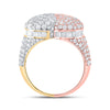 14kt Tri-Tone Gold Mens Round Diamond Broken Heart Ring 4-1/4 Cttw