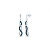 10kt White Gold Womens Round Blue Color Enhanced Diamond Dangle Earrings 1/6 Cttw