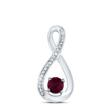 Sterling Silver Womens Round Synthetic Ruby Diamond Fashion Pendant 5/8 Cttw