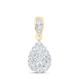 14kt Yellow Gold Womens Round Diamond Teardrop Cluster Pendant 1/2 Cttw