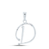 10kt White Gold Womens Round Diamond D Initial Letter Pendant 1/12 Cttw