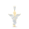 10kt Yellow Gold Mens Round Diamond Praying Angel Wings Charm Pendant 7/8 Cttw