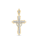 10kt Yellow Gold Mens Round Diamond Cross Charm Pendant 1/2 Cttw