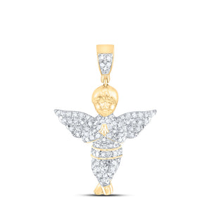 10kt Yellow Gold Mens Round Diamond Angel Charm Pendant 1/2 Cttw