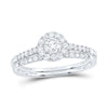 14kt White Gold Round Diamond Bridal Wedding Ring Band Set 1/2 Cttw