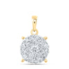 10kt Yellow Gold Womens Round Diamond Cluster Pendant 1 Cttw