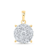 10kt Yellow Gold Womens Round Diamond Cluster Pendant 1 Cttw