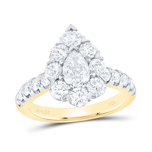 14kt Yellow Gold Pear Diamond Halo Bridal Wedding Engagement Ring 2-3/8 Cttw