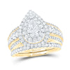 14kt Yellow Gold Pear Diamond Bridal Wedding Ring Band Set 2 Cttw