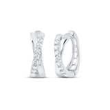 10kt White Gold Womens Round Diamond Hoop Earrings 1/6 Cttw