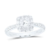 14kt White Gold Princess Diamond Halo Bridal Wedding Engagement Ring 1-1/4 Cttw