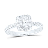14kt White Gold Princess Diamond Halo Bridal Wedding Engagement Ring 1-1/4 Cttw