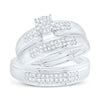 Sterling Silver His Hers Round Diamond Cluster Matching Wedding Set 3/8 Cttw