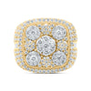 10kt Yellow Gold Mens Baguette Diamond Square Flower Cluster Ring 5-1/4 Cttw