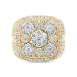 10kt Yellow Gold Mens Baguette Diamond Square Flower Cluster Ring 5-1/4 Cttw