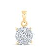 10kt Yellow Gold Womens Round Diamond Cluster Pendant 1/4 Cttw