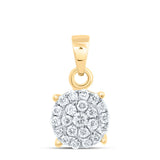 10kt Yellow Gold Womens Round Diamond Cluster Pendant 1/4 Cttw