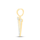 10kt Yellow Gold Womens Round Diamond Initial V Letter Pendant 1/20 Cttw