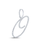 10kt White Gold Womens Round Diamond O Initial Letter Pendant 3/8 Cttw