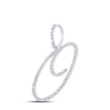 14kt White Gold Womens Round Diamond O Initial Letter Pendant 3/8 Cttw