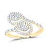 10kt Yellow Gold Womens Round Diamond Bypass Teardrop Ring 3/8 Cttw