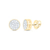 14kt Yellow Gold Round Diamond Cluster Earrings 1/6 Cttw