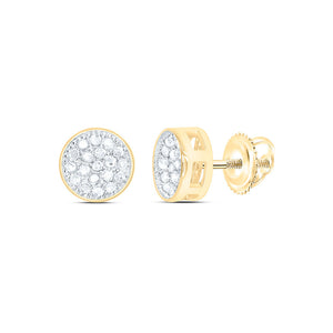 14kt Yellow Gold Round Diamond Cluster Earrings 1/6 Cttw