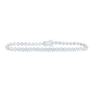 14kt White Gold Womens Round Diamond Classic Tennis Bracelet 4 Cttw