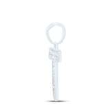 10kt White Gold Womens Round Diamond Initial T Letter Pendant 1/20 Cttw
