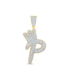 10kt Yellow Gold Mens Round Diamond P Crown Letter Charm Pendant 1 Cttw