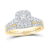 14kt Yellow Gold Princess Diamond Bridal Wedding Ring Band Set 1 Cttw