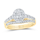 14kt Yellow Gold Oval Diamond Halo Bridal Wedding Ring Band Set 1 Cttw