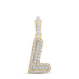 10kt Yellow Gold Womens Round Diamond L Initial Letter Pendant 1/8 Cttw