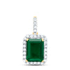 10kt Yellow Gold Womens Cushion Synthetic Emerald Solitaire Pendant 1-1/2 Cttw