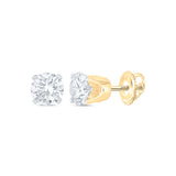 14kt Yellow Gold Unisex Round Diamond Solitaire Stud Earrings 3/4 Cttw